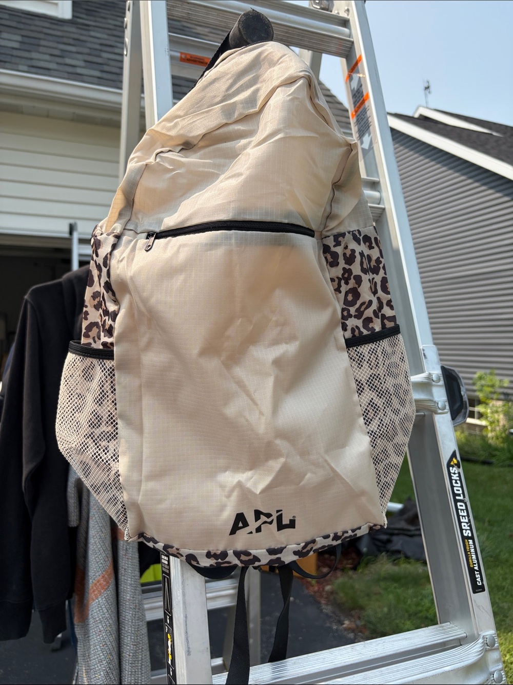 APL Beige Backpack with Leopard Accent